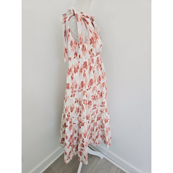 House of Harlow 1960 Linen Blend Midi Maxi Tiered Cottagecore Sleeveless Dress M - Picture 7 of 15